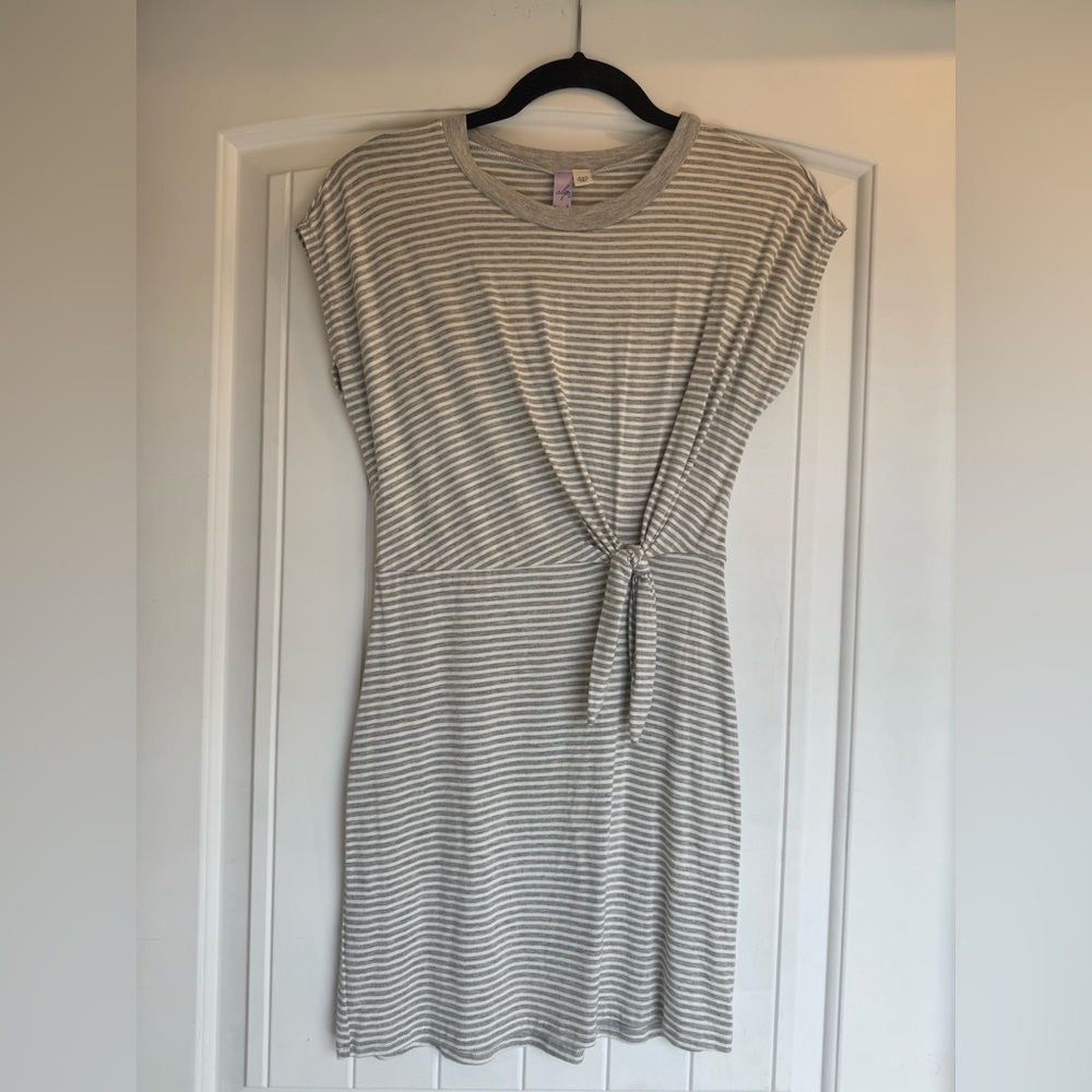 Alya Gray and White Striped Dress